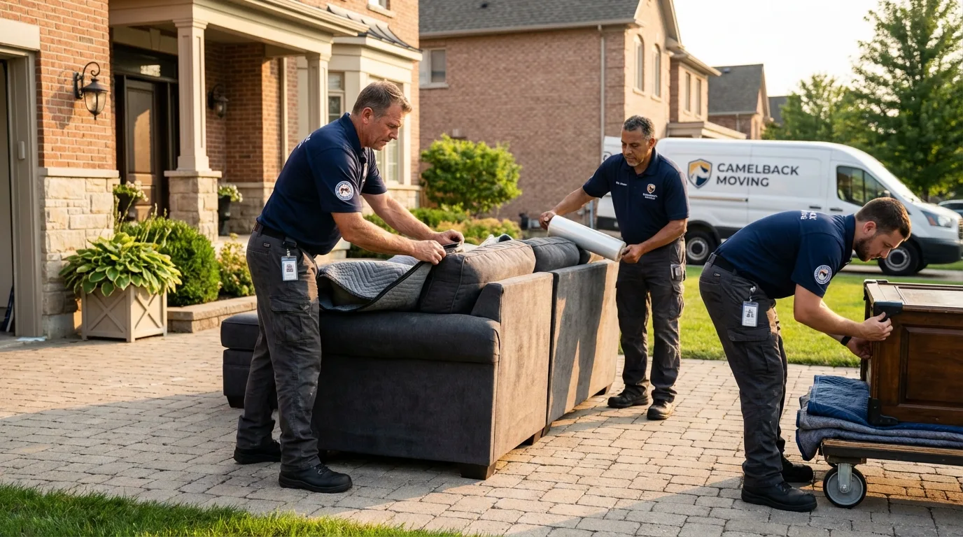 Large estate moving crew wrapping furniture in Peridot, AZ